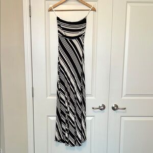 Banana Republic Black & White Stripe Print Strapless Tube Maxi Dress Petite XXS